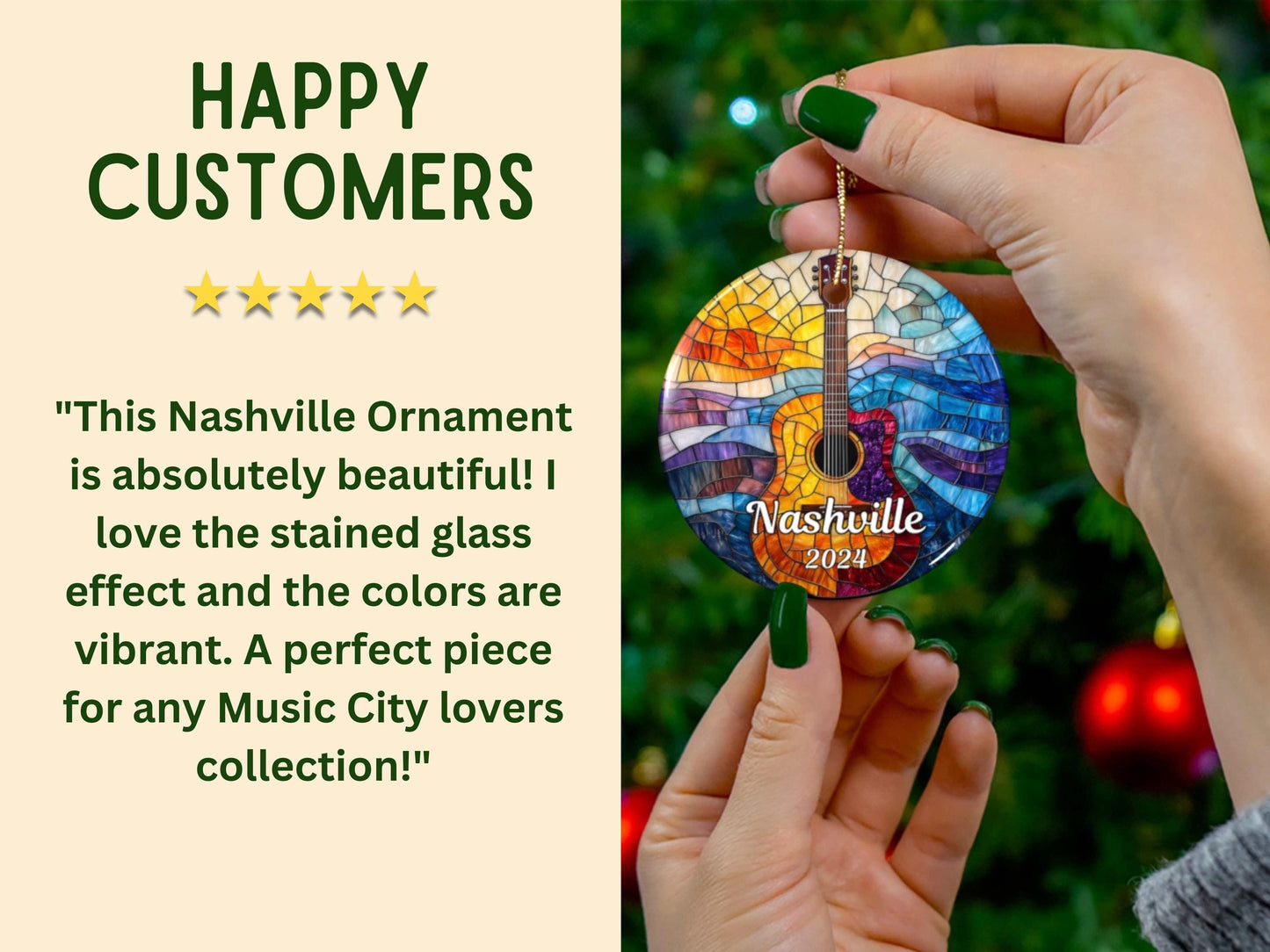 Nashville Faux Stained Glass Ornament