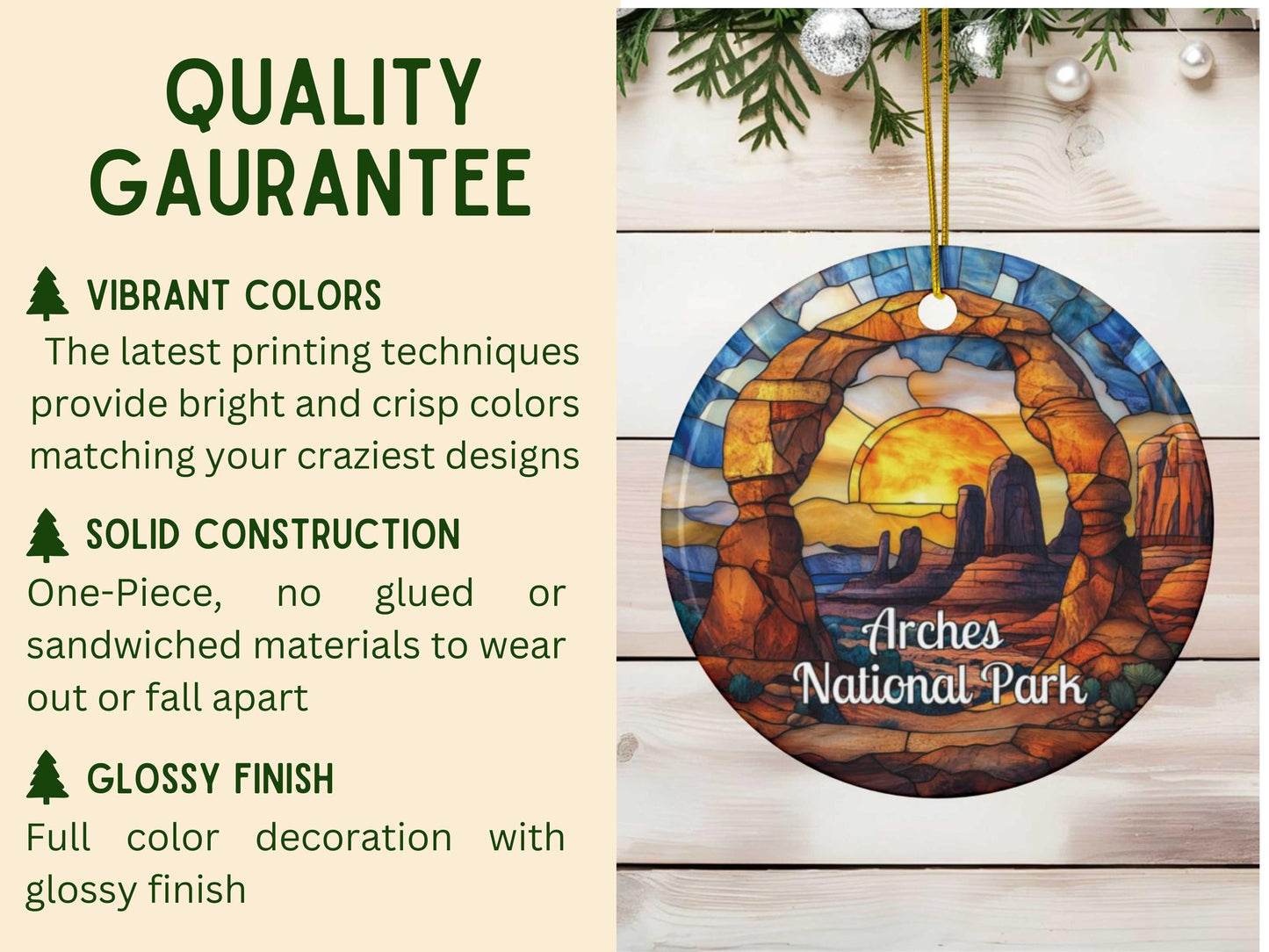 Arches National Park Stained Glass Style Ornament