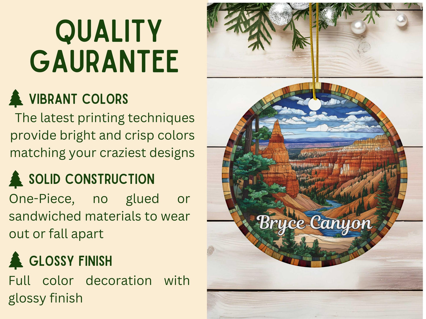 Bryce Canyon Stained Glass Style Christmas Ornament, National Parks Collection