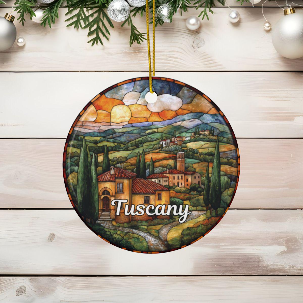 Tuscany Italy Faux Stained Glass Style Ornament