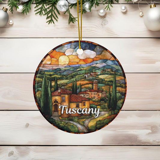 Tuscany Italy Faux Stained Glass Style Ornament