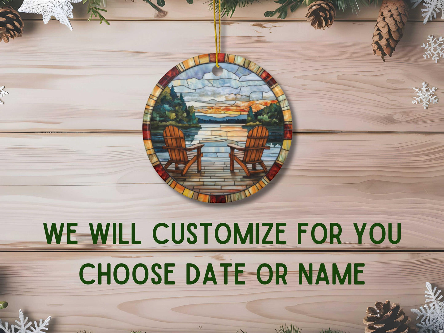 Lake House Faux Stained Glass Ornament