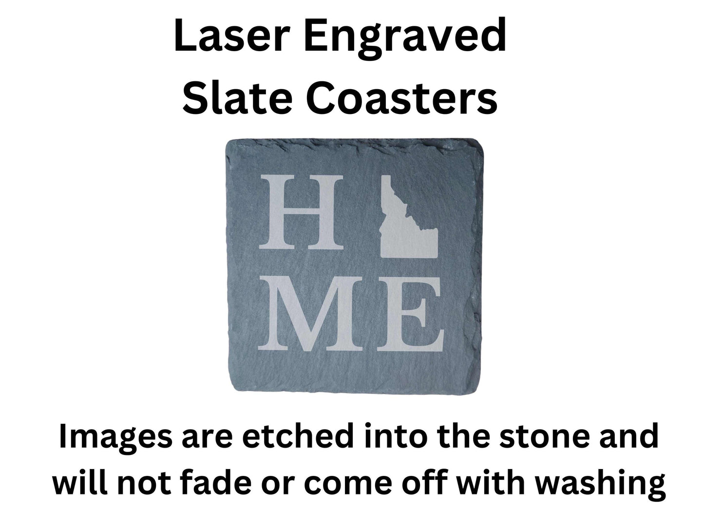 Idaho Home State Engraved Stone Coasters, Set of 4