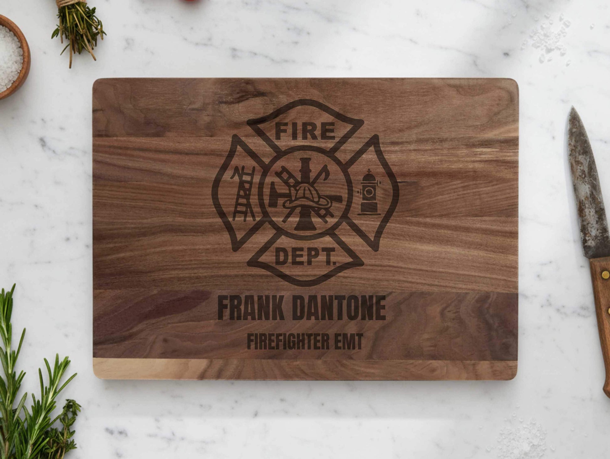 Firefighter Engraved Walnut Cutting Board