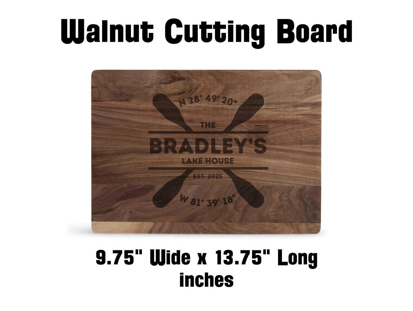Personalized Lake House Cutting Board w/ Custom Coordinates