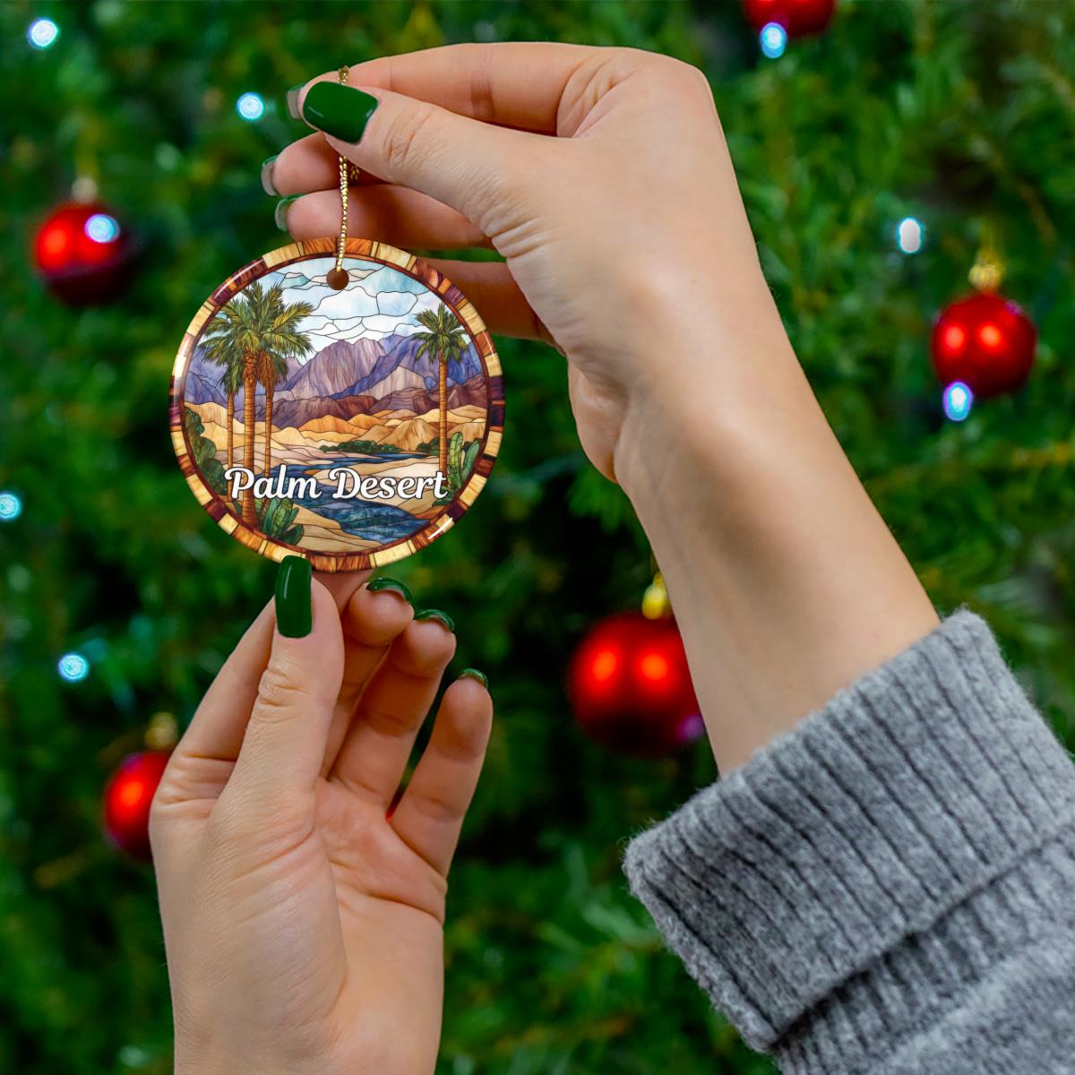 Palm Desert Stained Glass Style Ornament