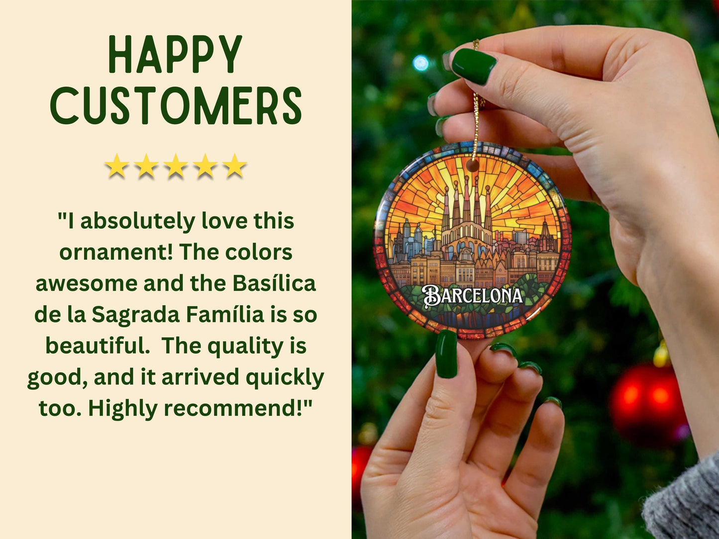 Barcelona Stained Glass Style Ornament