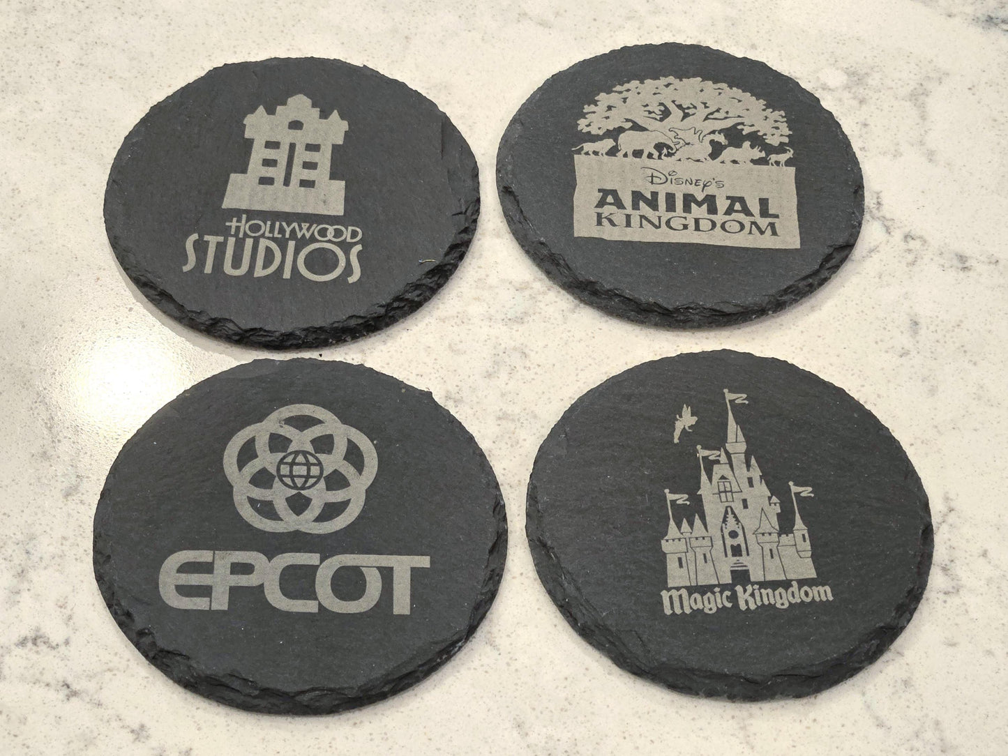 Disney World Four Parks Engraved Coasters, Set of 4