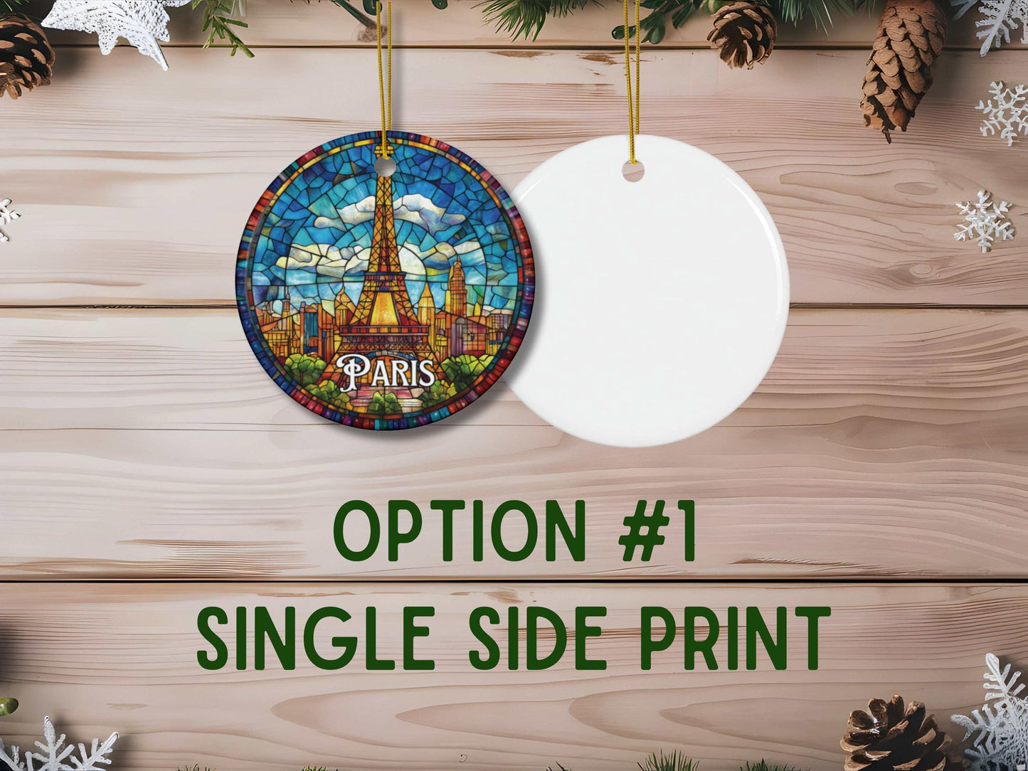 Paris Eiffel Tower Stained Glass Style Ornament