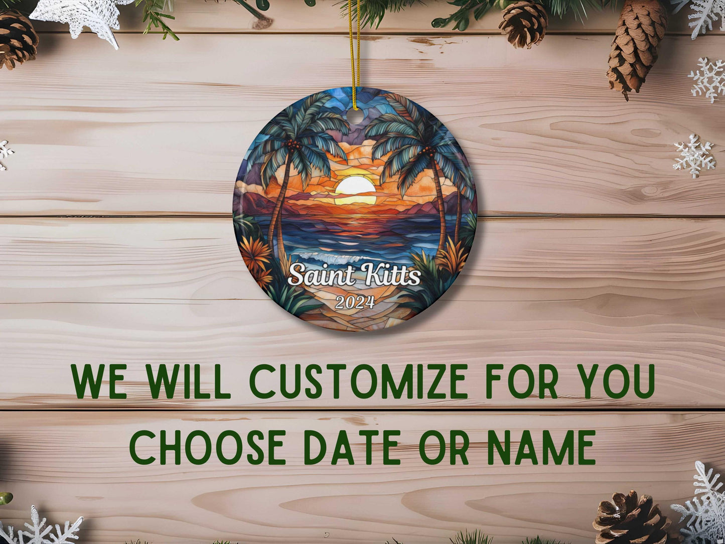 Saint Kitts Stained Glass Style Ornament
