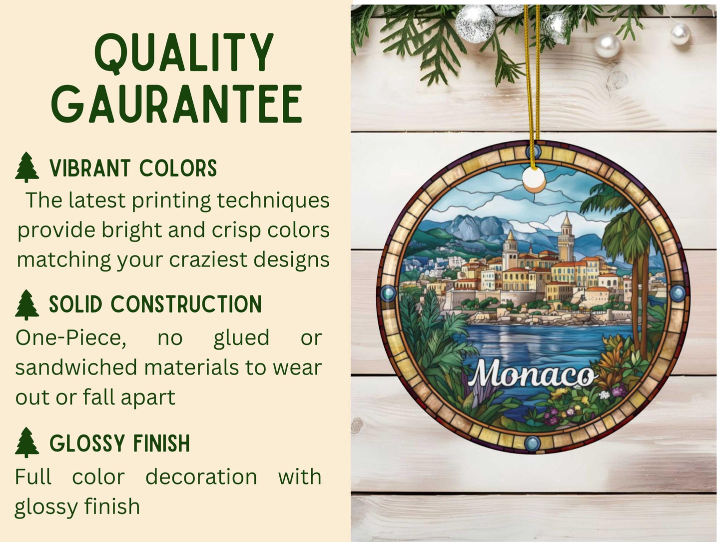 Monaco Stained Glass Style Ornament
