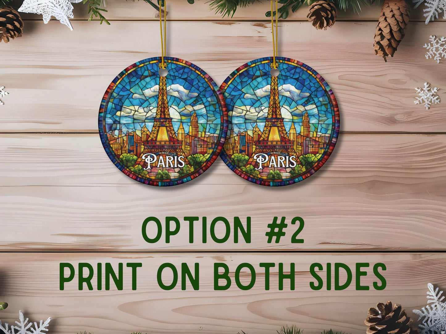 Paris Eiffel Tower Stained Glass Style Ornament
