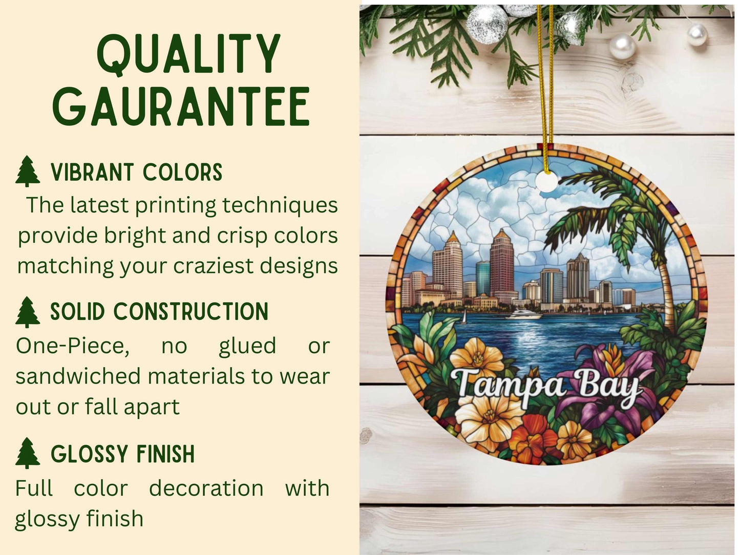 Tampa Bay Stained Glass Style Ornament