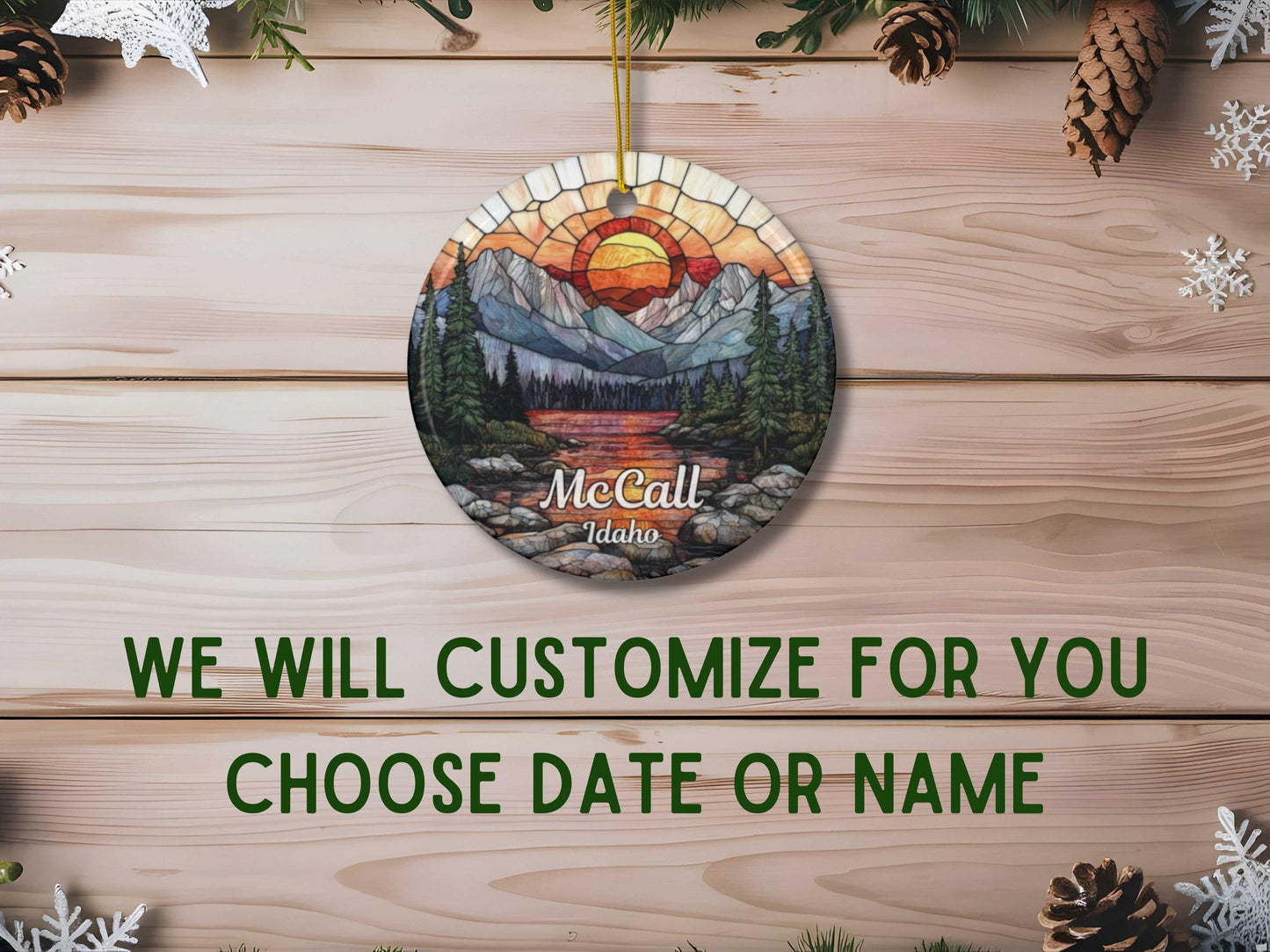 McCall Idaho Stained Glass Style Ornament