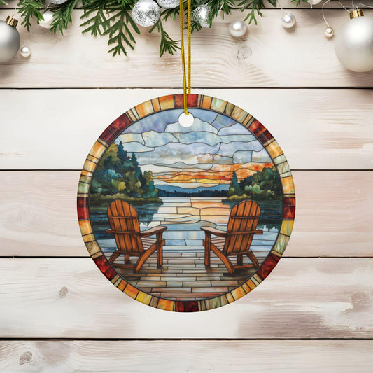 Lake House Faux Stained Glass Ornament