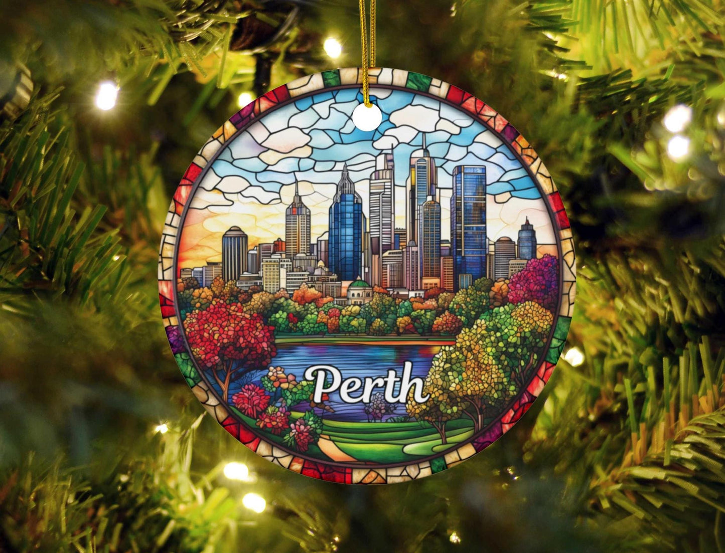 Perth Australia Stained Glass Style Ornament