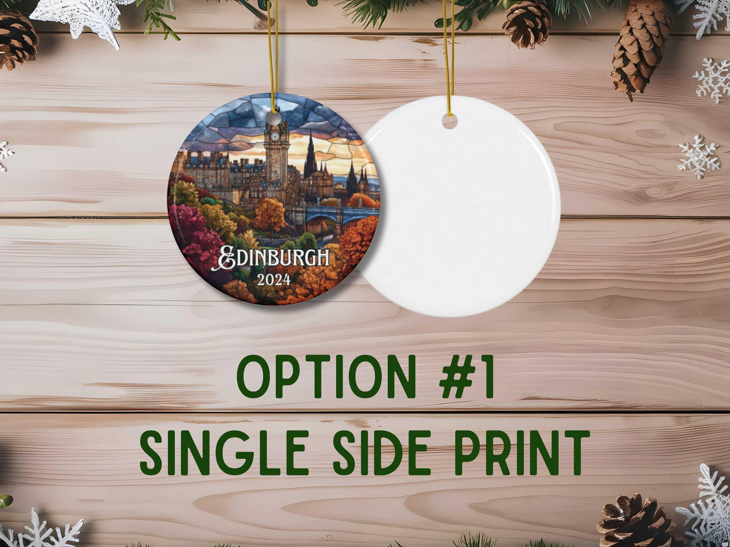 Edinburgh Scotland Faux Stained Glass Style Ornament