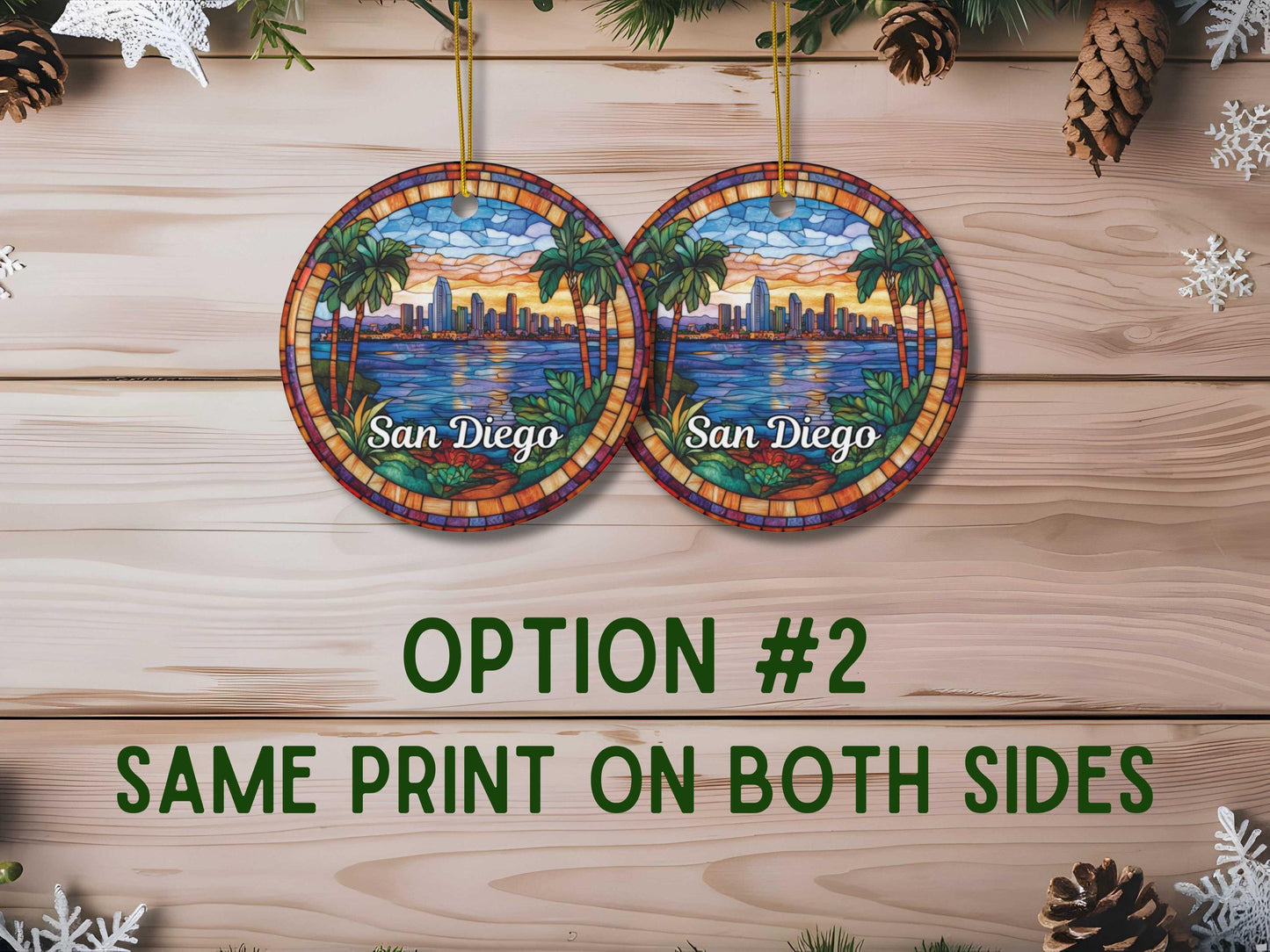 San Diego Stained Glass Style Ornament