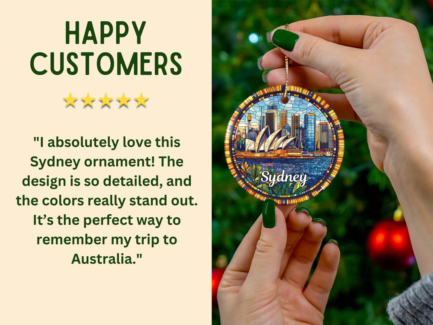 Sydney Australia Stained Glass Style Ornament