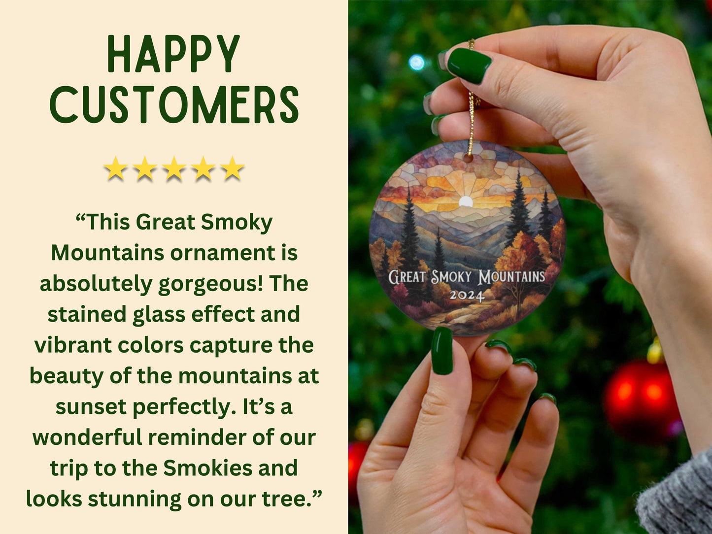 Great Smoky Mountains National Park Stained Glass Style Ornament
