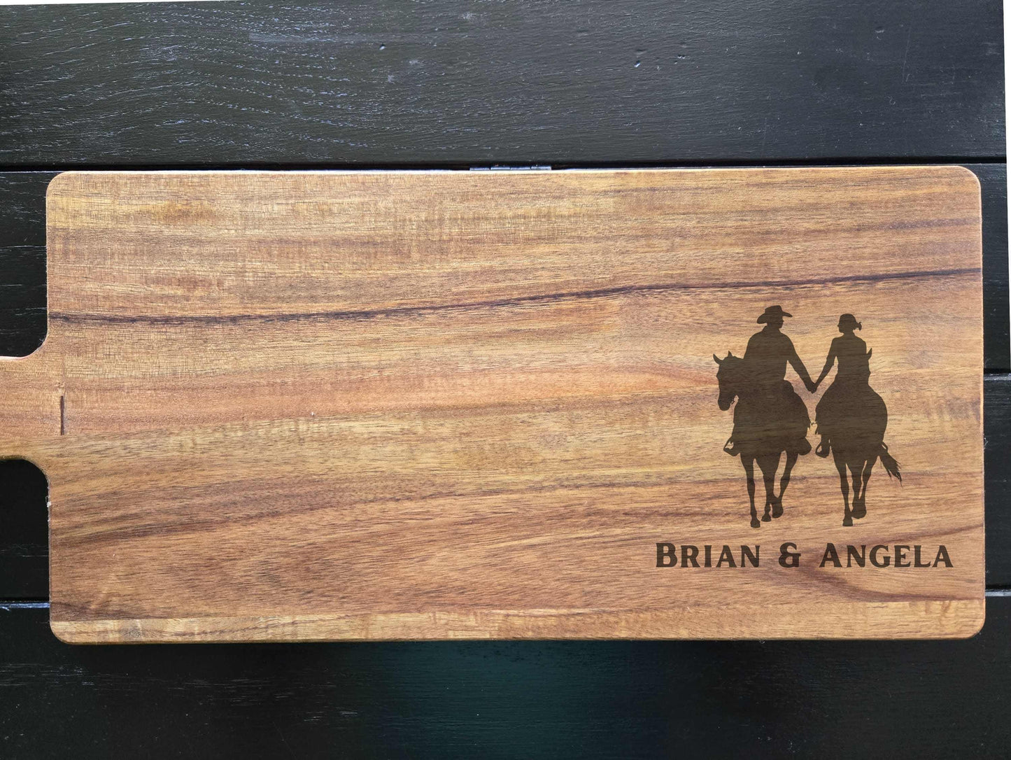 Cowboy Cutting Board, Horse Riding Couple Charcuterie Board