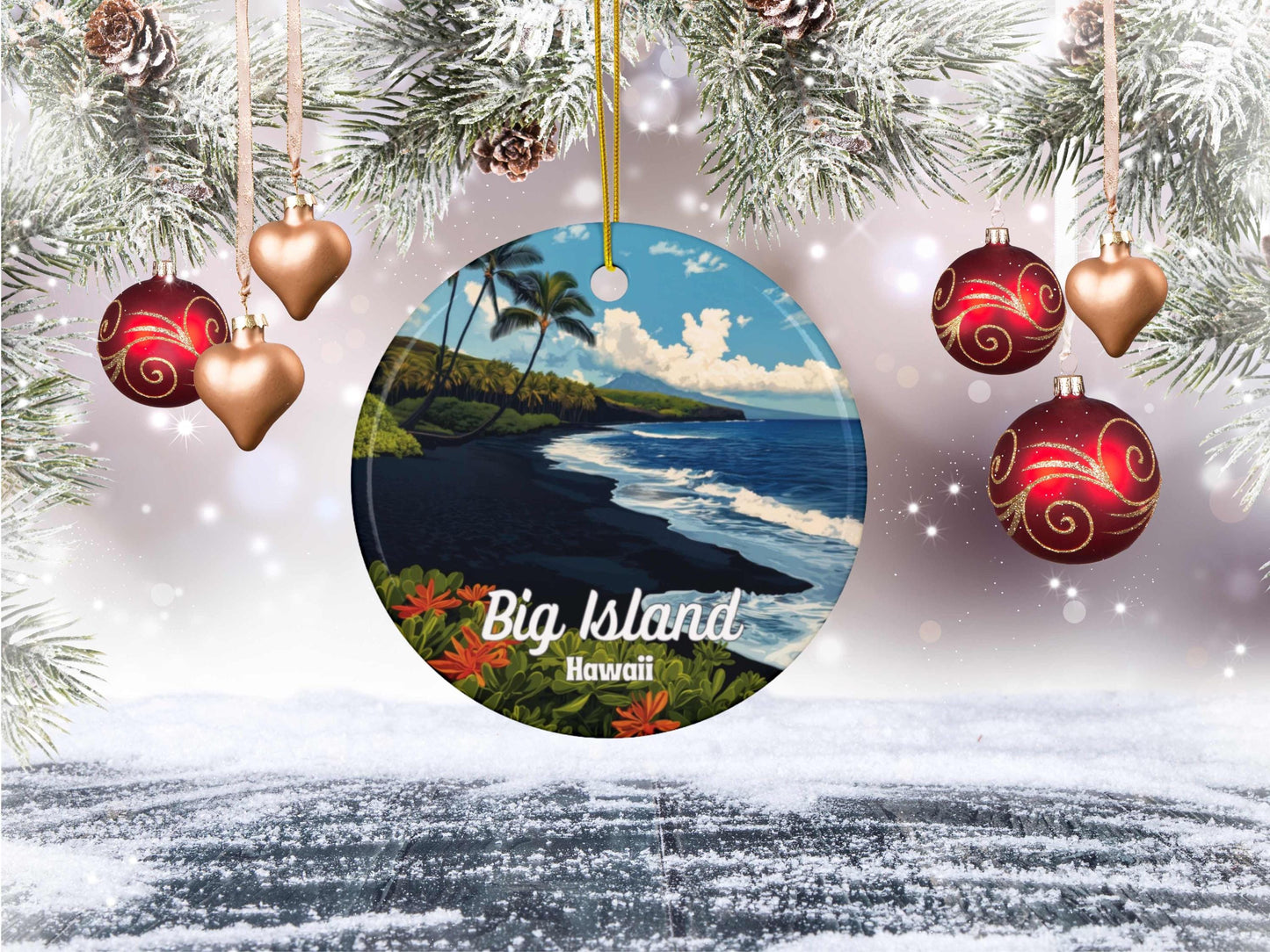 Big Island Hawaii Illustrated Ornament