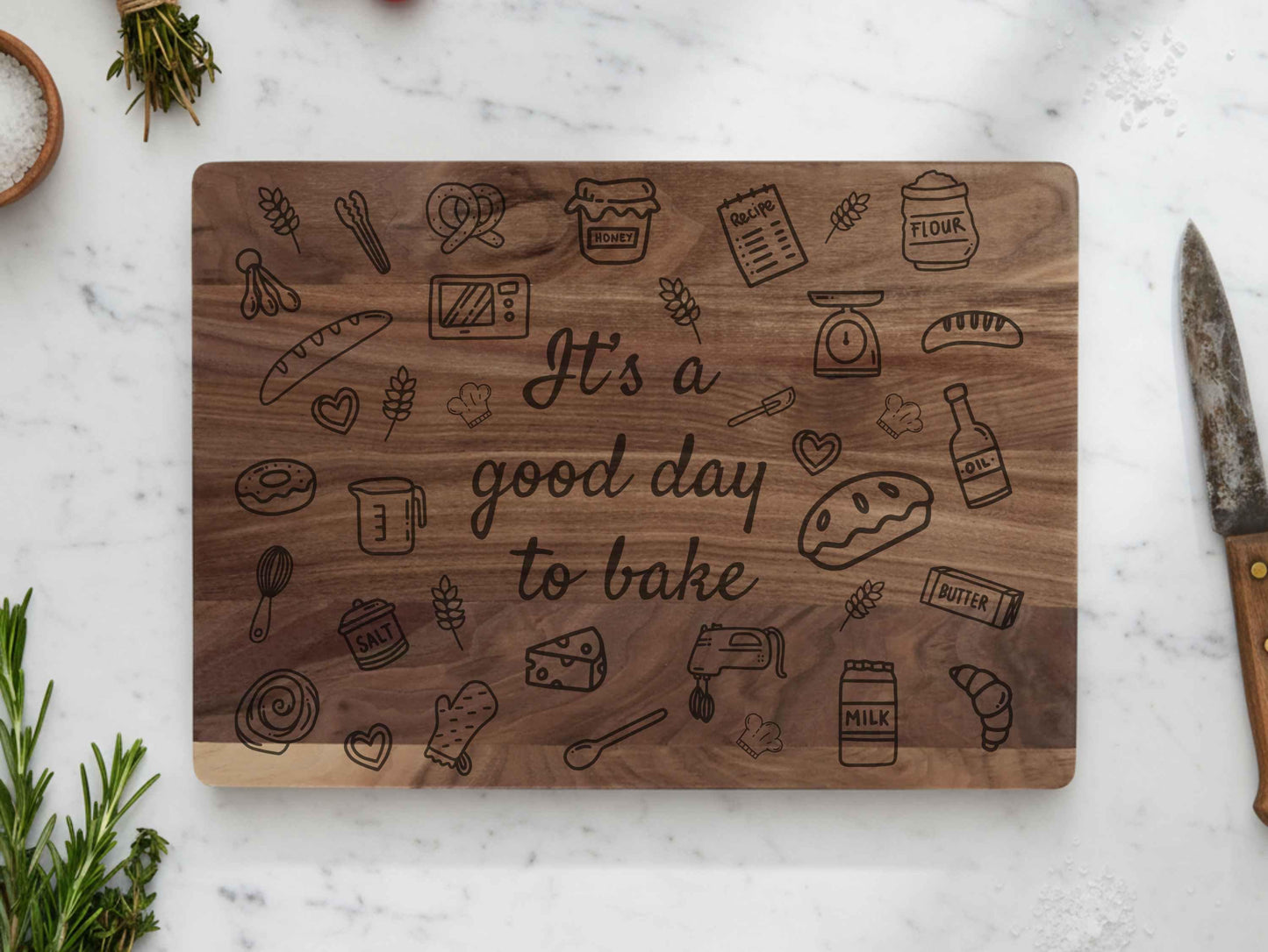 Engraved "It's A Good Day To Bake" Cutting Board