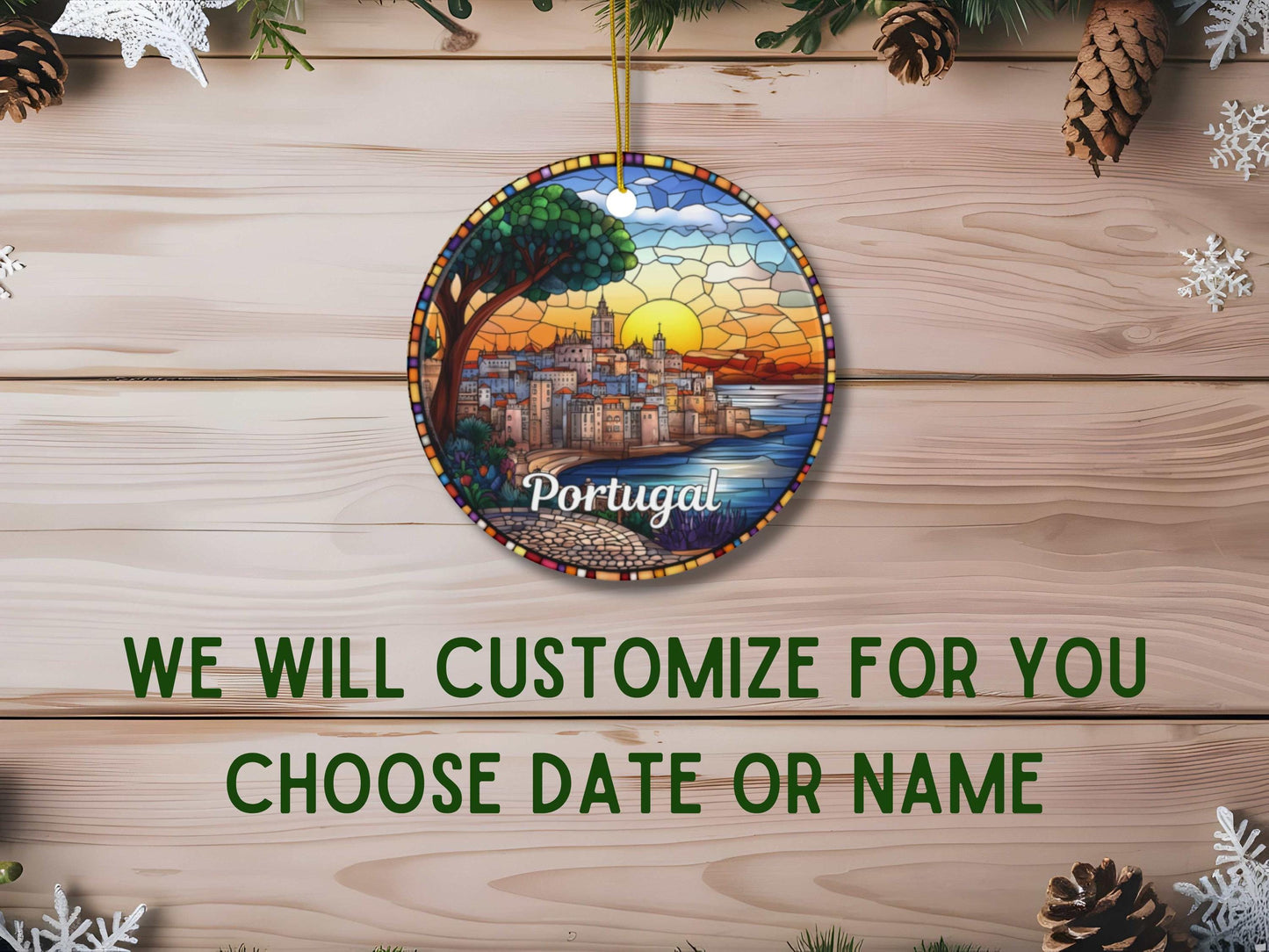 Portugal Stained Glass Style Ornament