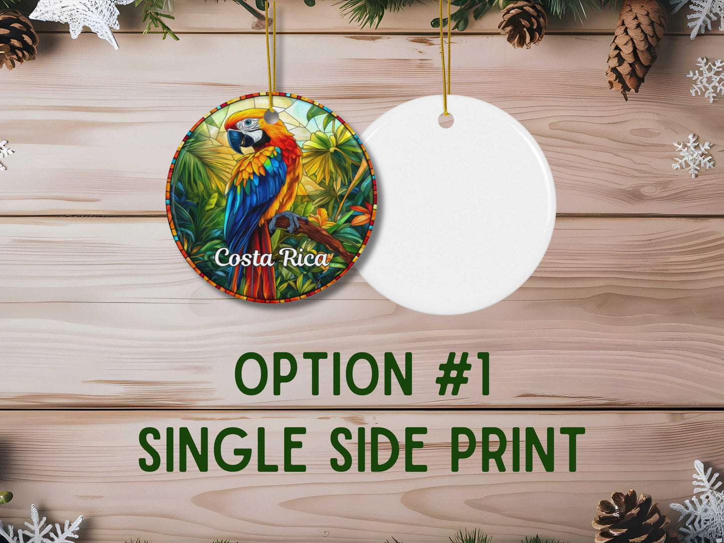 Costa Rica Faux Stained Glass Ornament