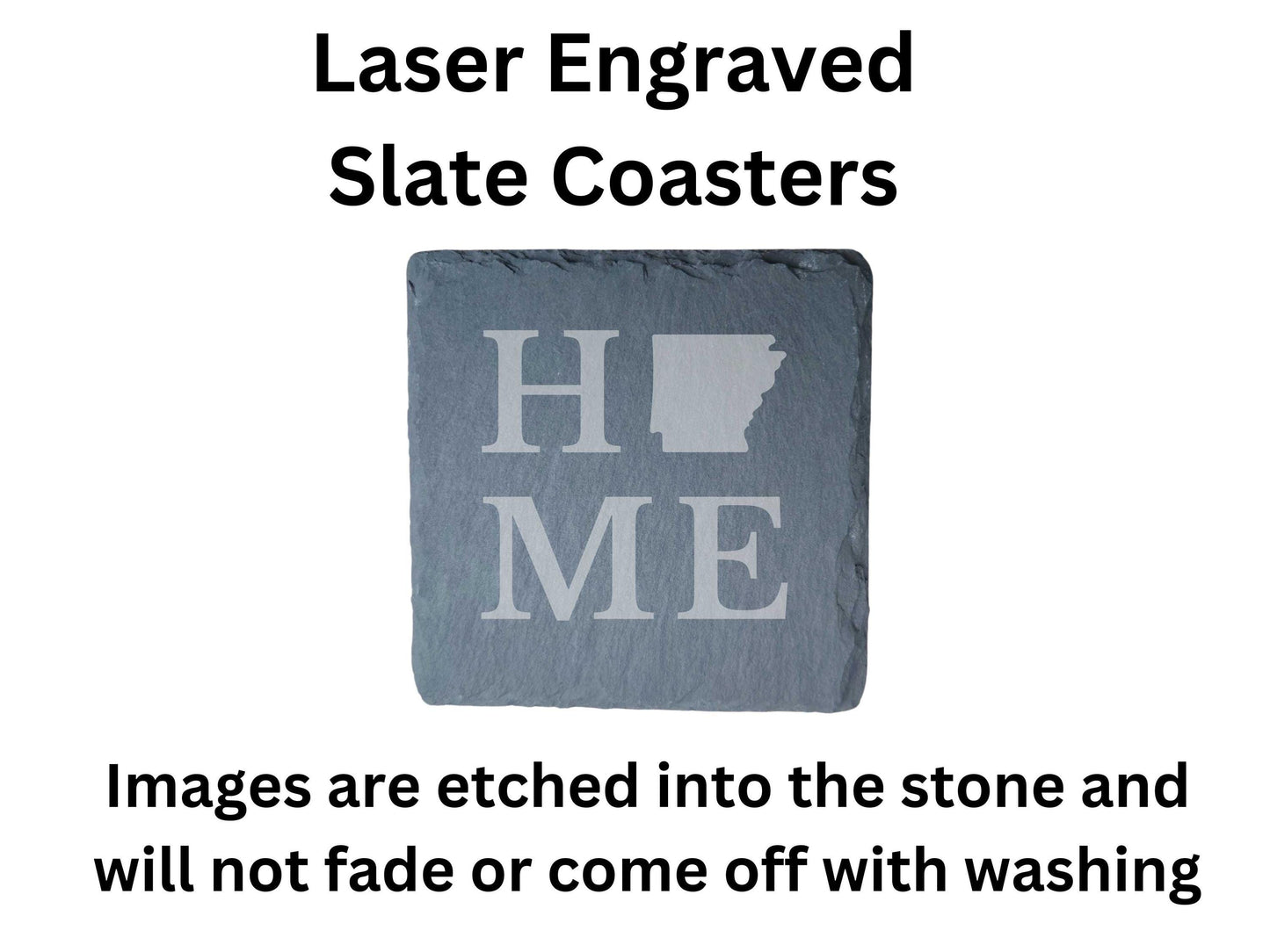 Arkansas Home State Engraved Drink Coasters, Set of 4