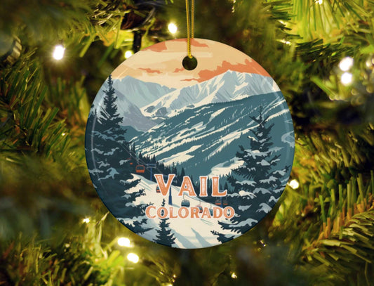 Vail Colorado Ski Village Ceramic Ornament