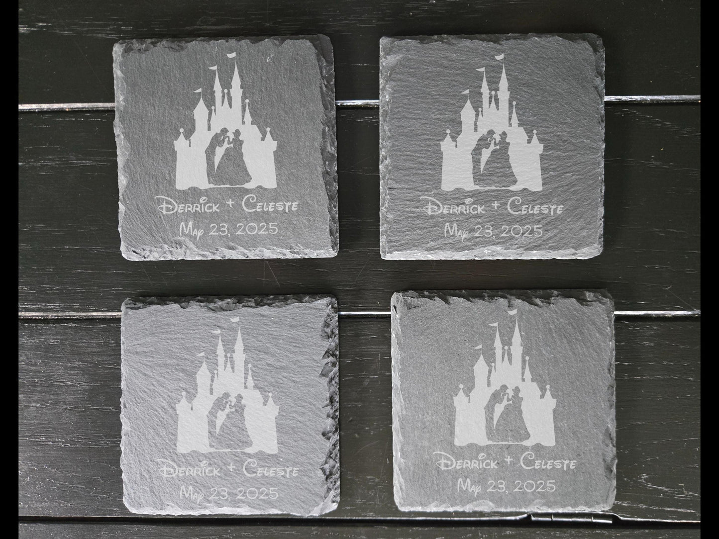 Personalized Disney Couple Mickey & Minnie Drink Coaster Set