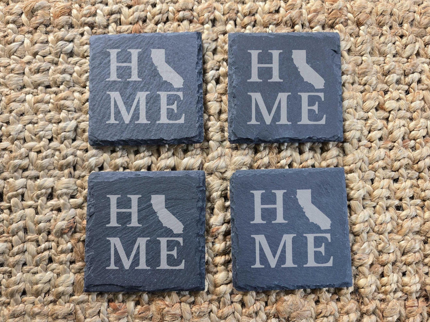 California Home State Engraved Drink Coasters, Set of 4