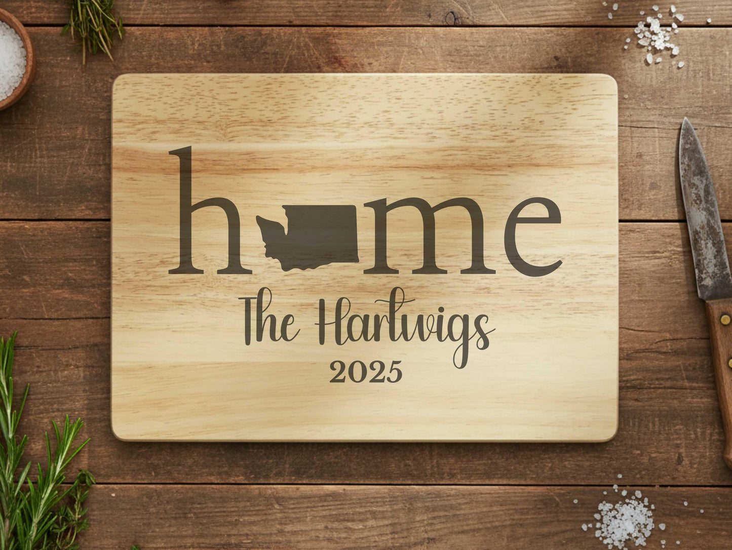 Personalized Washington Wood Charcuterie or Cutting Board