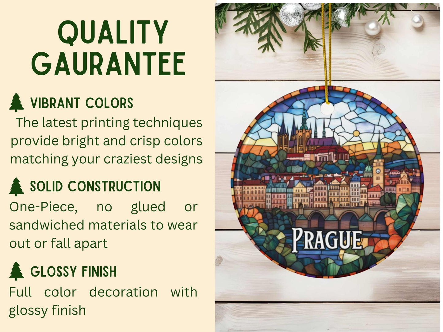Prague Stained Glass Style Ornament