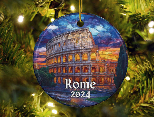 Rome Colosseum Stained Glass Style Ornament