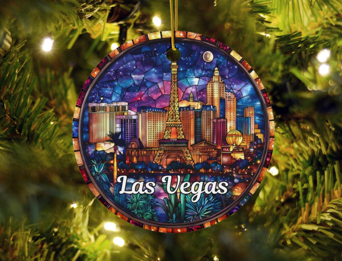 Las Vegas Stained Glass Style Ornament