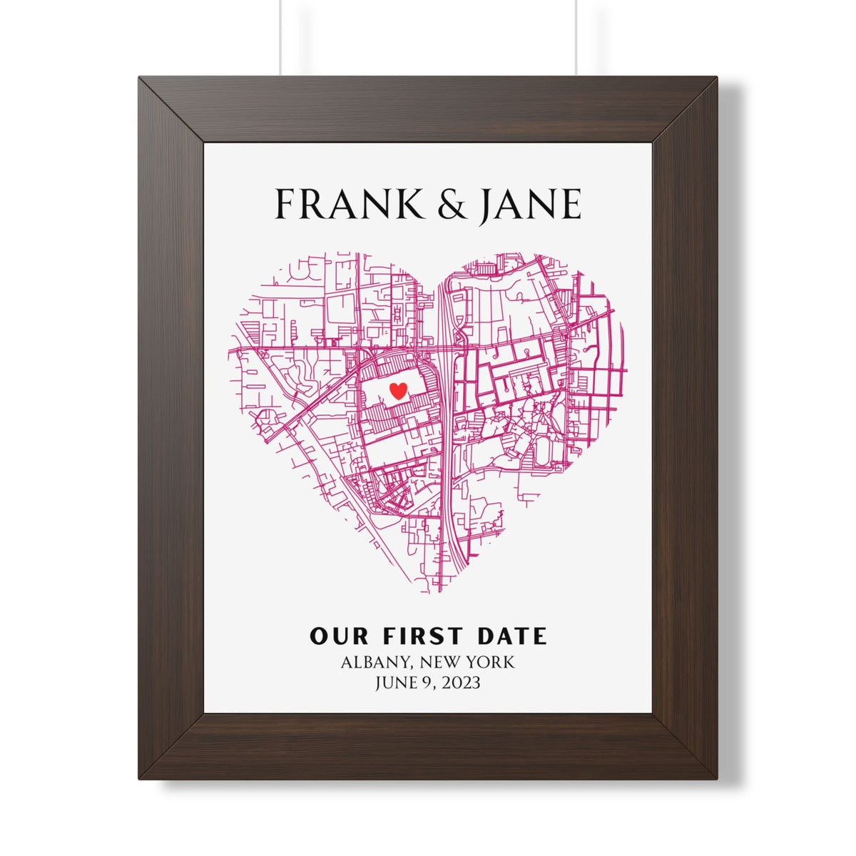 Personalized Engagement Map - Framed Print