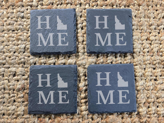 Idaho Home State Engraved Stone Coasters, Set of 4
