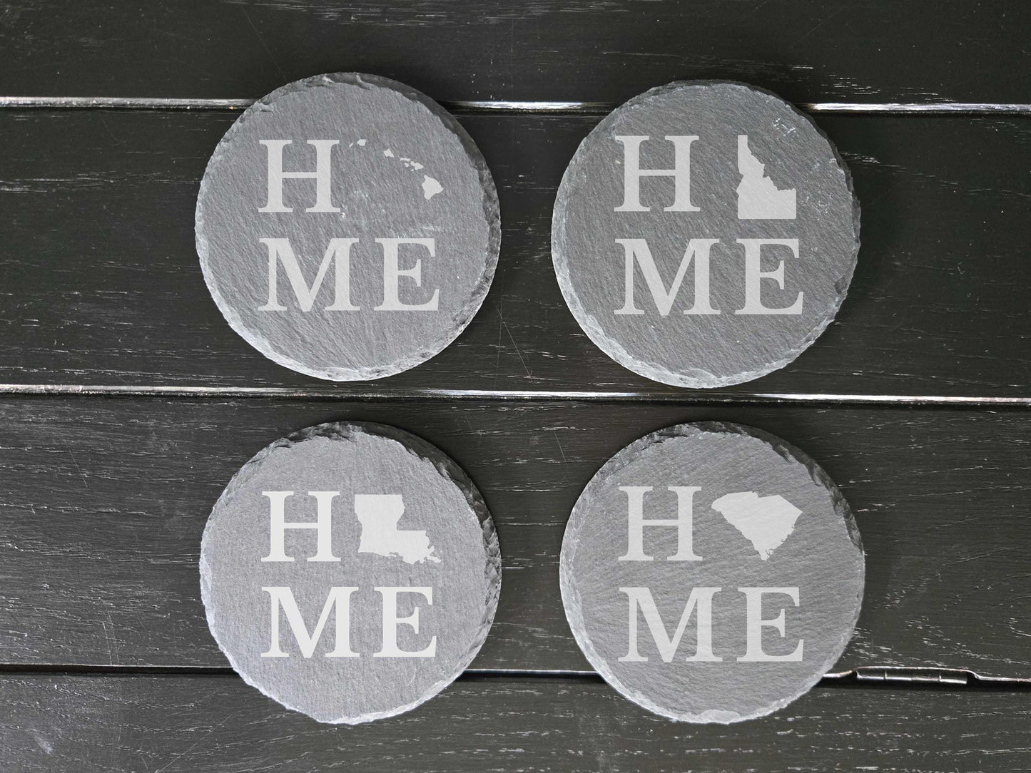 Idaho Home State Engraved Stone Coasters, Set of 4