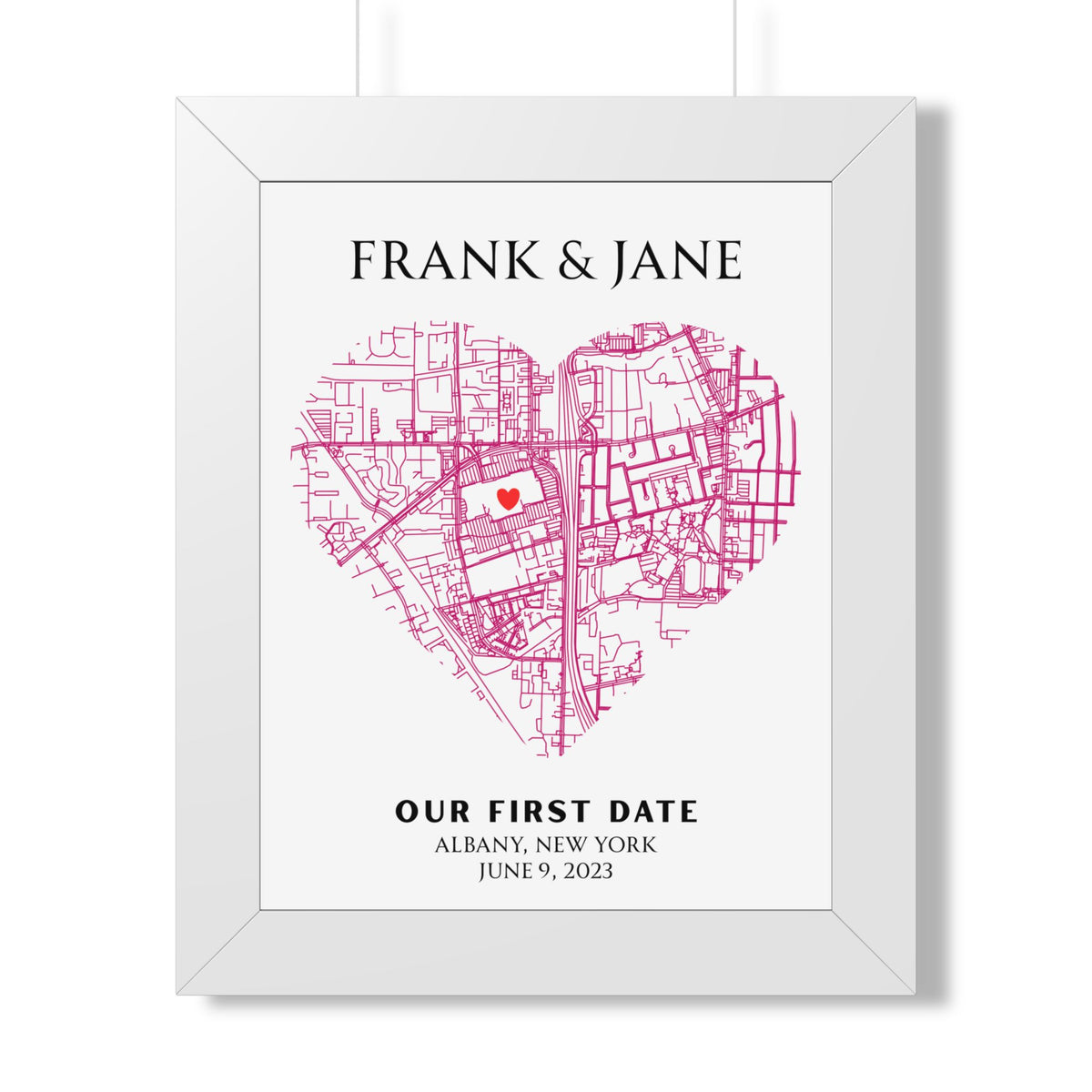 Personalized Engagement Map - Framed Print