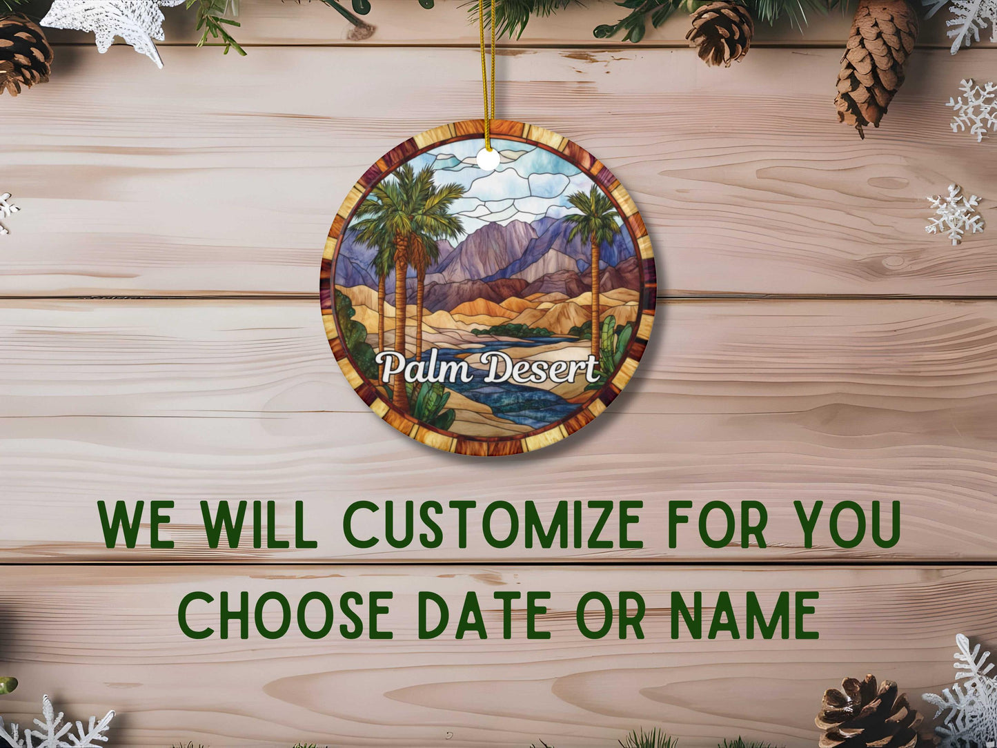 Palm Desert Stained Glass Style Ornament