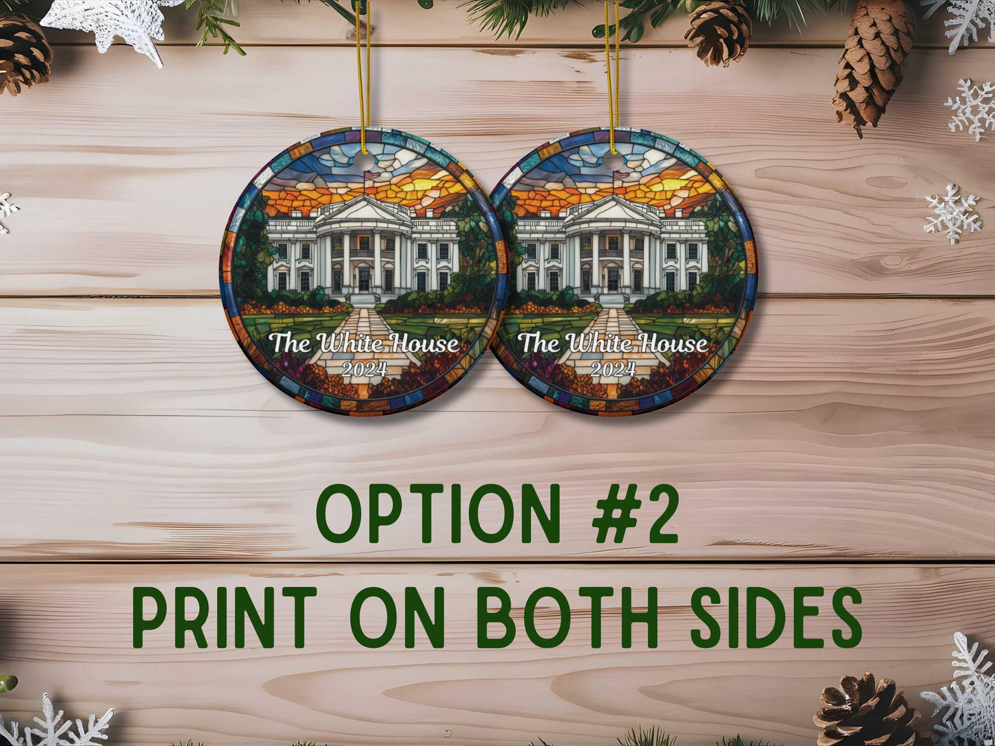 White House Washington D.C. Faux Stained Glass Ornament