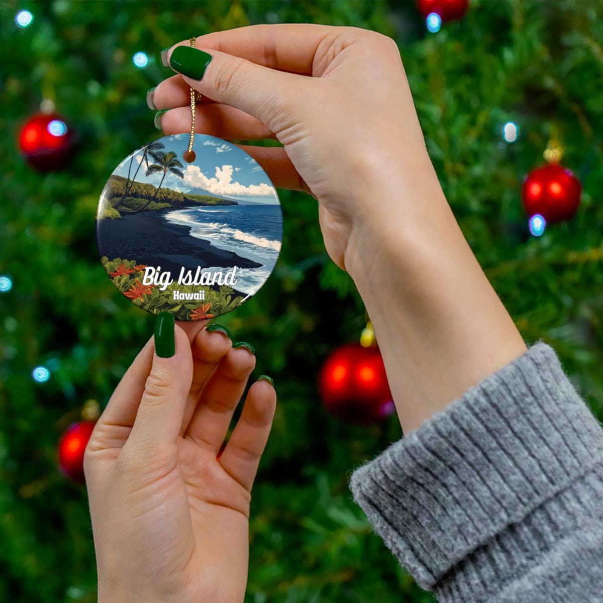 Big Island Hawaii Illustrated Ornament