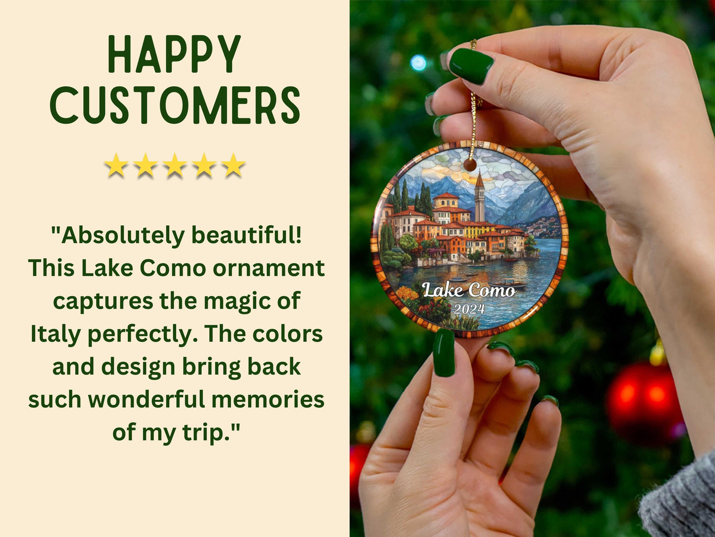 Lake Como Stained Glass Style Ornament
