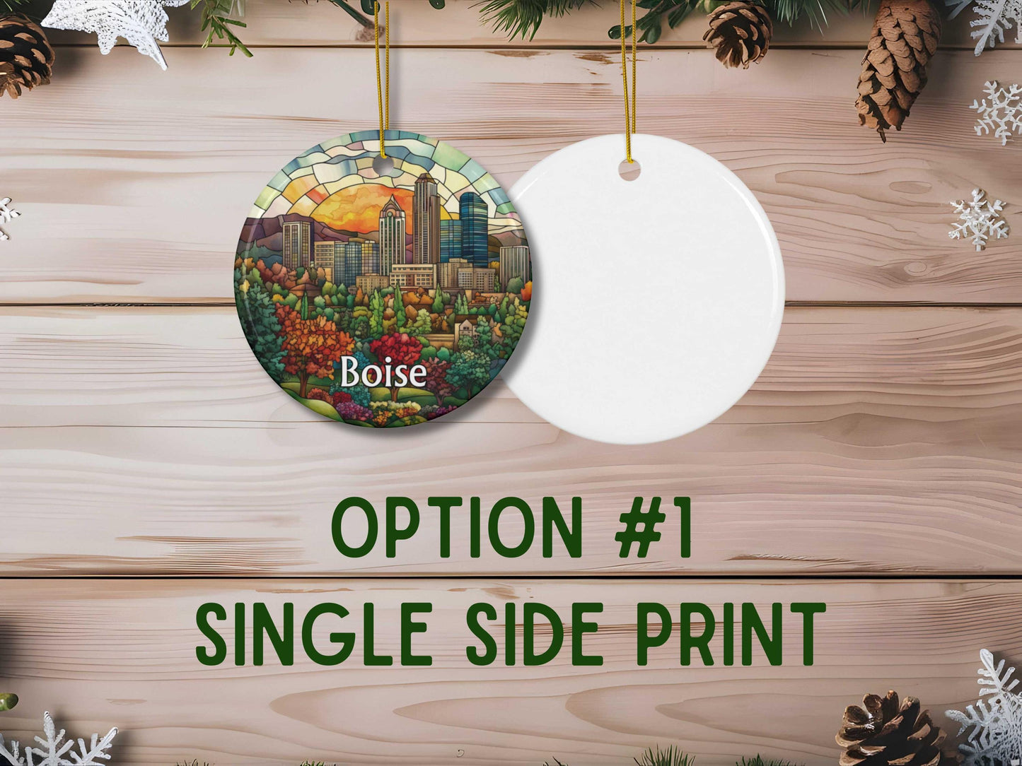 Boise Idaho Stained Glass Style Ornament