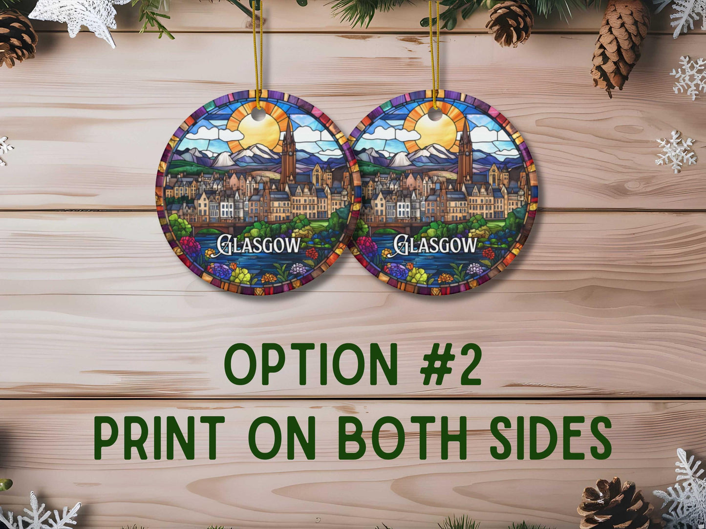 Glasgow Scotland Stained Glass Style Ornament