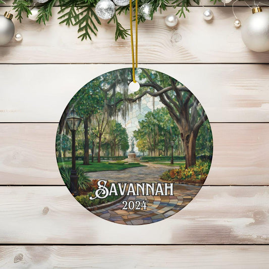 Savannah Georgia Faux Stained Christmas Ornament