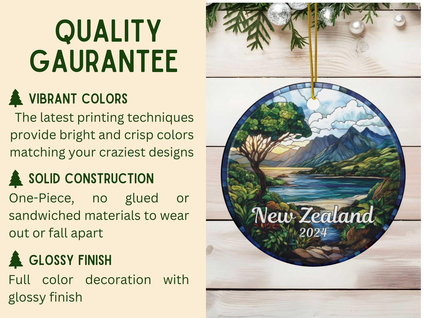New Zealand Stained Glass Style Ornament