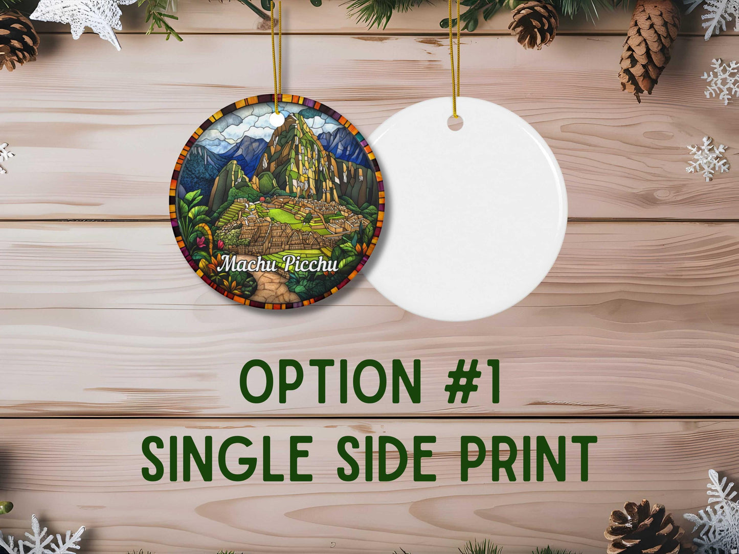 Machu Picchu Faux Stained Glass Ornament